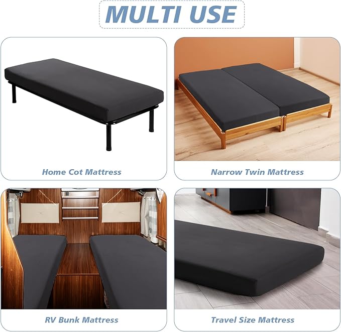 Cot Sheets 31" x 75" Cot Size Sheet Fitted for Narrow Twin Mattress/RVs Bunk/Guest Beds/Army Cots/Trifold Mattress/Travel Size Mattress, Ultra Soft & Breathable Camper RV Bunk Bed Sheets, Black