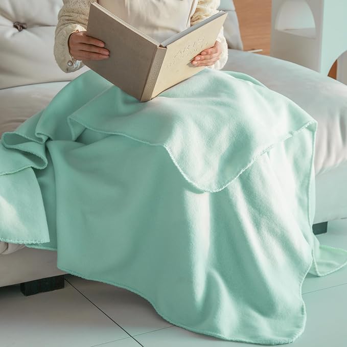 CAI TENG Fleece Throw Blankets Blanket Lightweight Warm Soft Cozy Kids Pet-Friendly Bulk Fleece Blanket Solid for Home, Bed, Sofa, Dorm, Office, Gifts, Outdoor Mint 6 Pack 50 x 60 inch
