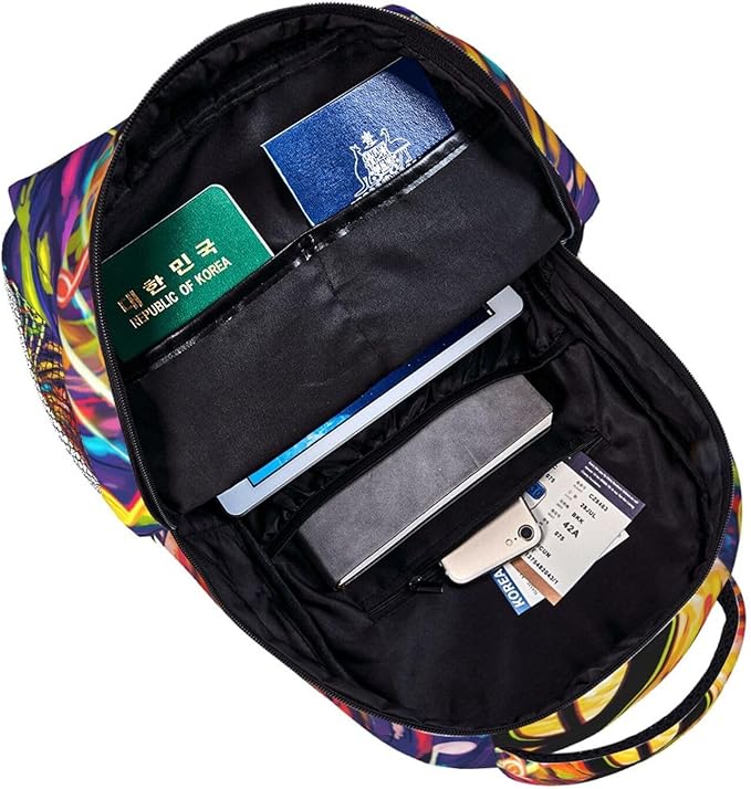 Rucksack Anti-Theft Multipurpose Big Capacity Carry On Bag, Abstract Music Notes Art Traveling Camping Backpack With Side Pockets