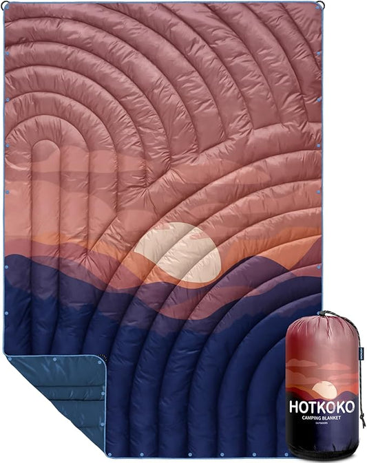 Camping Blanket,Lightweight Puffy Printed Camping Blanket Packable Outdoor Blanket for Camping,Traveling, Stadium, Hiking, Picnics