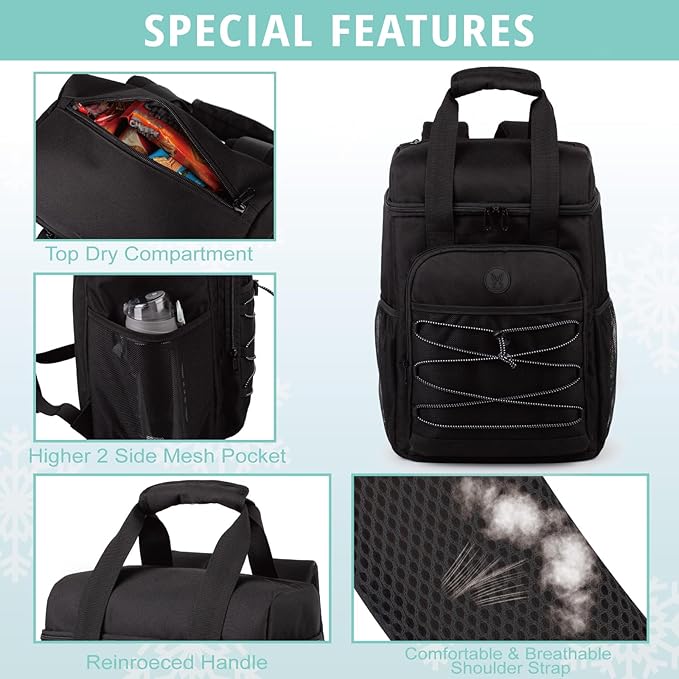 Cooler Backpack with Padded Top Handle, Lightweight Back Pack Coolers Insulated Leak Proof, Large Capacity Ice Chest for Women Men Beach Camping Picnic Fishing Hiking