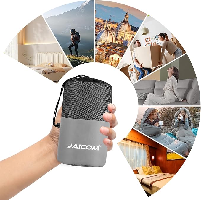 Sleeping Bag Liner, Sleep Sack Travel Sheets, Two-Way-Zipper Expose Feet Separately, Lightweight for Single, Backpacking,Hotels & Hostels, Camping, Travel, Business