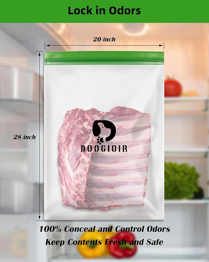 Odor Proof Storage Bags - 28ｘ20 Inch Double Seal Odor Barrier Storage Bags for Backpacking, Camping and Household, Lock in Odors Keep Contents Fresh and Waterproof, Reusable Odor Proof Bags (4 Pack)