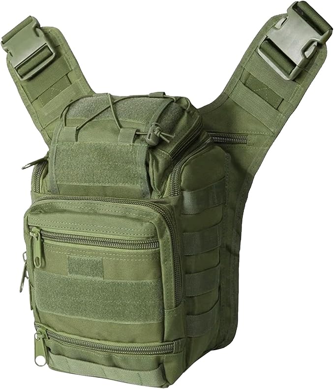 Tactical Backpack for Men，Military Sport Bag Pack Sling Shoulder Backpack Tactical Crossbody Bag EDC Molle Assault Range Bag Chest Pack for Hiking Camping Outdoor - Green