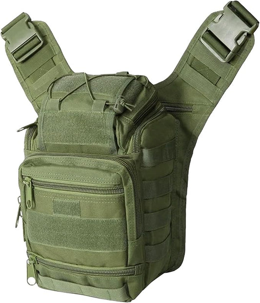 Tactical Backpack for Men，Military Sport Bag Pack Sling Shoulder Backpack Tactical Crossbody Bag EDC Molle Assault Range Bag Chest Pack for Hiking Camping Outdoor - Green