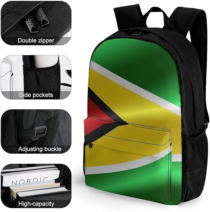 Lightweight Rucksack for Sports Travel Running, Big Capacity Multipurpose Anti-Theft Bookbag, Flag Of Guyana Travel and Sport Backpack Rucksack