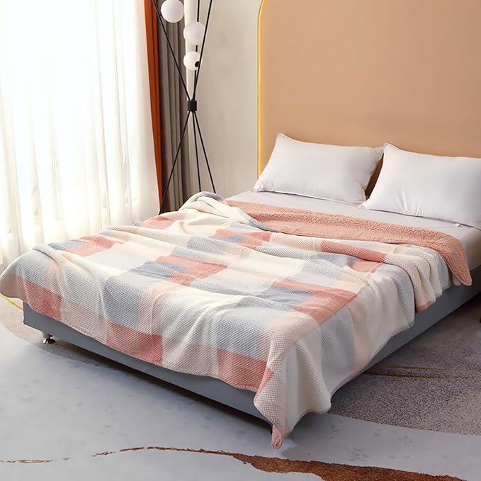 UKELER Boho Sherpa Fleece Blanket 80'' × 90'', Ultra Soft Aztec Queen Blanket for All Season, Cozy, Plush, Bohemian Throw Blanket for Bed/Couch/Sofa/Office/Camping