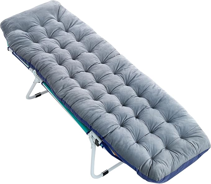 Slsy Folding Camping Cot for Adults with Pad, Padded Portable Sleeping Cots, Camp Bed with Carry Bag for Outdoor Travel, Beach, Hiking
