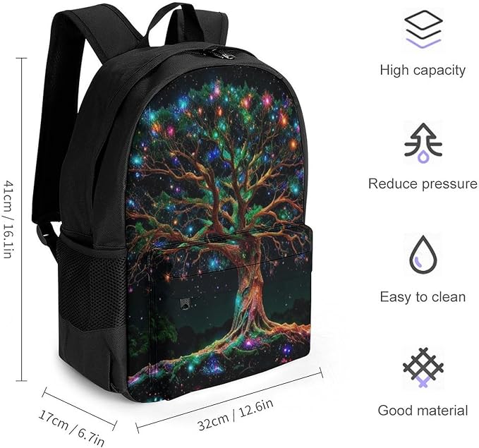 Lightweight Rucksacks for Climbing Outdoors Walking Cycling, Large Capacity Anti-Theft Multipurpose Carry On Bag, Mystery Tree Of Life Fantasy Magic Art Camping Outdoor Backpack