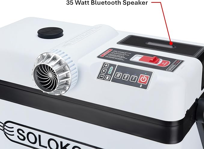SoloKool Model V-ibe - Injection Molded Cooler, Portable Air Conditioner, & 35 Watt Bluetooth Speaker, 3-in-1 Design