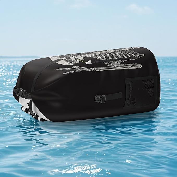 Waterproof Dry Bag Marine Dry Bags for Kayaking Hiking Skull Sunflower Black Backpack Roll-Top Closure Bag - Backpack Waterproof Phone Case 5L
