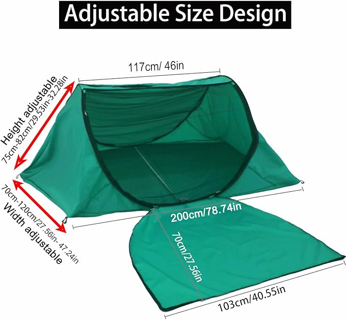 Portable Camping Tent with Double Door Design, Folding Mosquito Net Shelter with Storage Bag, Army Green
