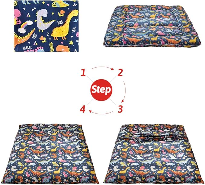 MAXYOYO Dinosaur Japanese Floor Futon Mattress for Boys Girls, Thicken Tatami Mat Sleeping Pad Foldable Bed Roll Up Mattress Floor Lounger Bed Couches and Sofas for Kids Full Size