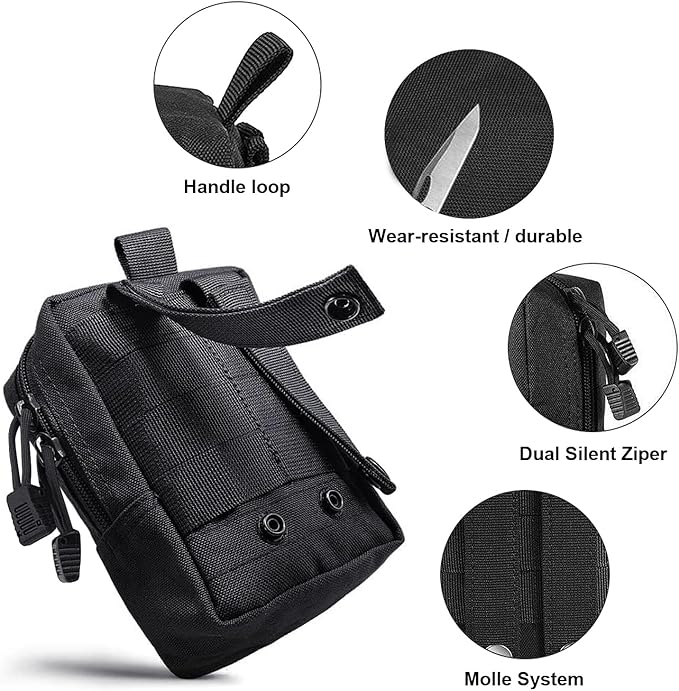 2 Pack Tactical Molle Pouch - Premium Durable Utility Bag for Military, Hiking, Camping, Hunting, EDC & Duty Belts, Backpacks and Vests