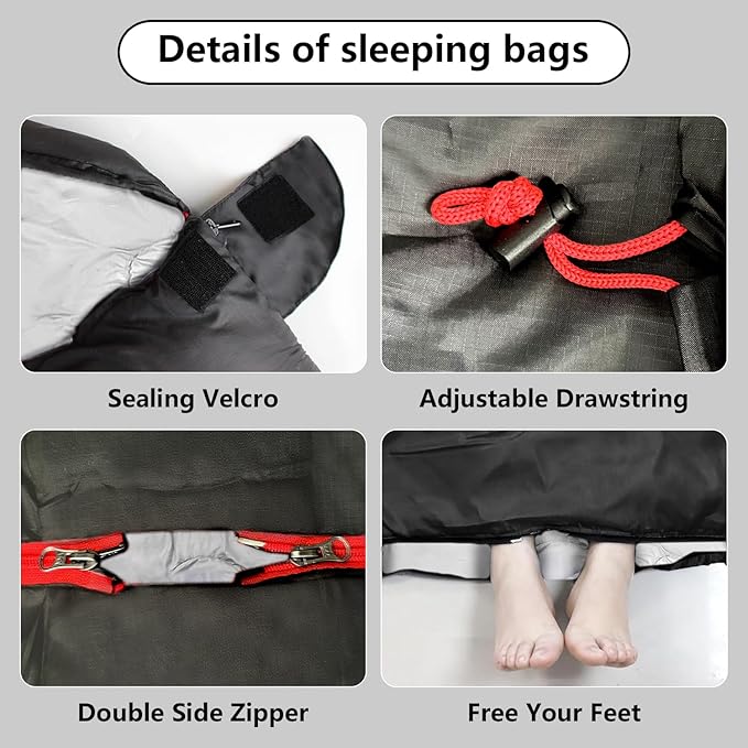 ShinHye Double Sleeping Bag for Adults with 2 Pillows, Camping Sleeping Bags Flannel Cotton 2 Person Sleeping Bags XXL Queen Size Sleeping Bag for Cold Weather