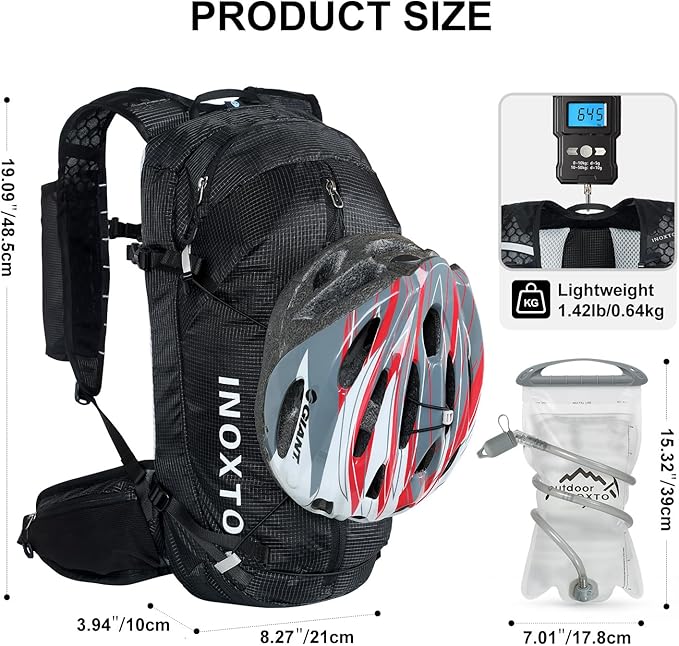 IX INOXTO Hydration Backpack, 20L Multipurpose Hiking Backpack with 2L Water Bladder, Water Backpack Insulated Hydration Pack Ideal for Hiking and Cycling