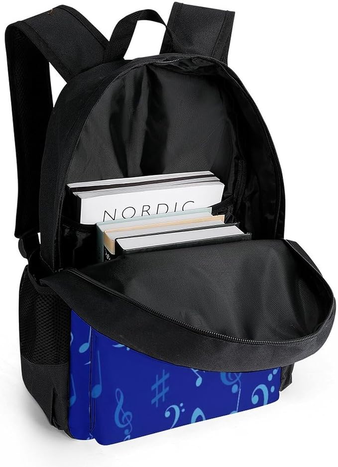 Rucksacks Lightweight Multipurpose Anti-Theft Blue Musical Notes Shoulder Bag Large Capacity Business Computer Bag With Smooth Zippers