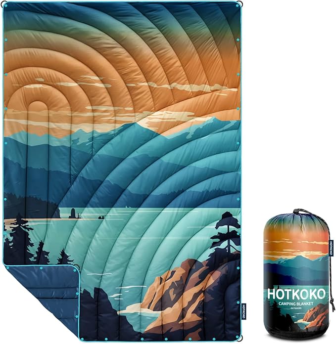 Camping Blanket,Puffy Printed Camp Blankets Lightweight Packable for Outdoor Camping,Traveling, Stadium, Hiking, Picnics