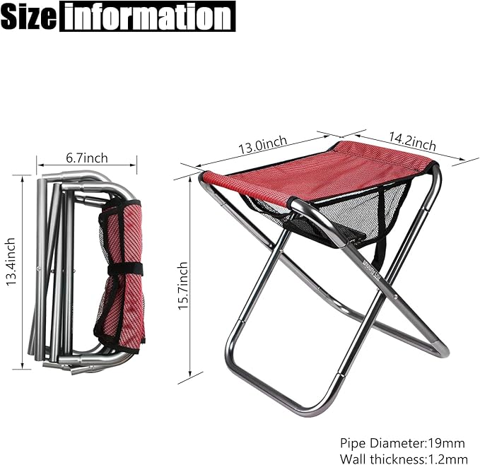 Camping Stool, Portable Folding Stool XXL Size Camping Stool for Adults Supports up to 240 lbs