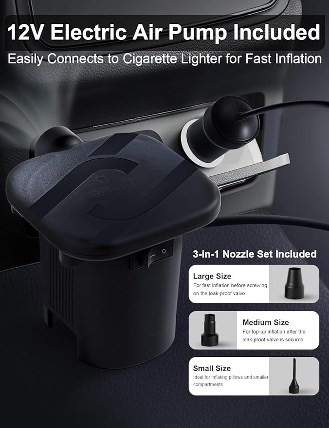 Umbrauto SUV Air Mattress for Car Camping, Leakproof & Quick Inflation Sleeping Airbed with Electric Pump, Fits Most Compact, Mid-Size & Full-Size SUV Trunks for Road Trip Travel