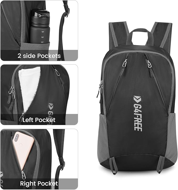 G4Free 24L Packable Hiking Backpack Lightweight Foldable Small Sport Travel Daypack Water Resistant for Women Men