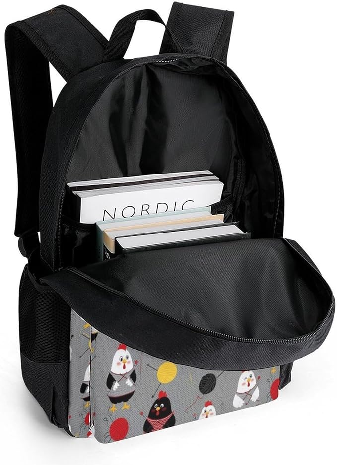 Daypack Lightweight Multipurpose Anti-Theft Red Chickens Grey Shoulder Bag Large Capacity Laptop Book Bag Rucksack With Adjustable Shoulder Straps