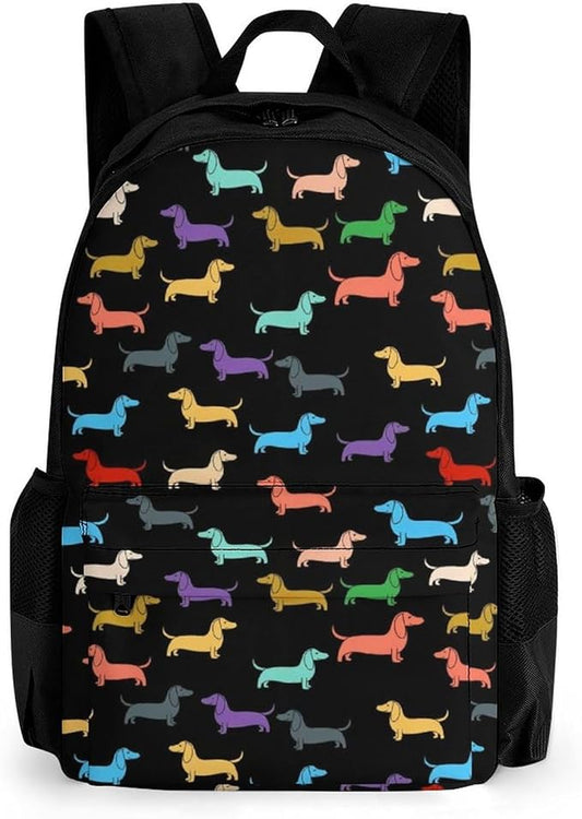 Rucksacks Lightweight Multipurpose Anti-Theft Retro Dogs Dachshund Shoulder Bag Large Capacity Business Computer Bag With Smooth Zippers
