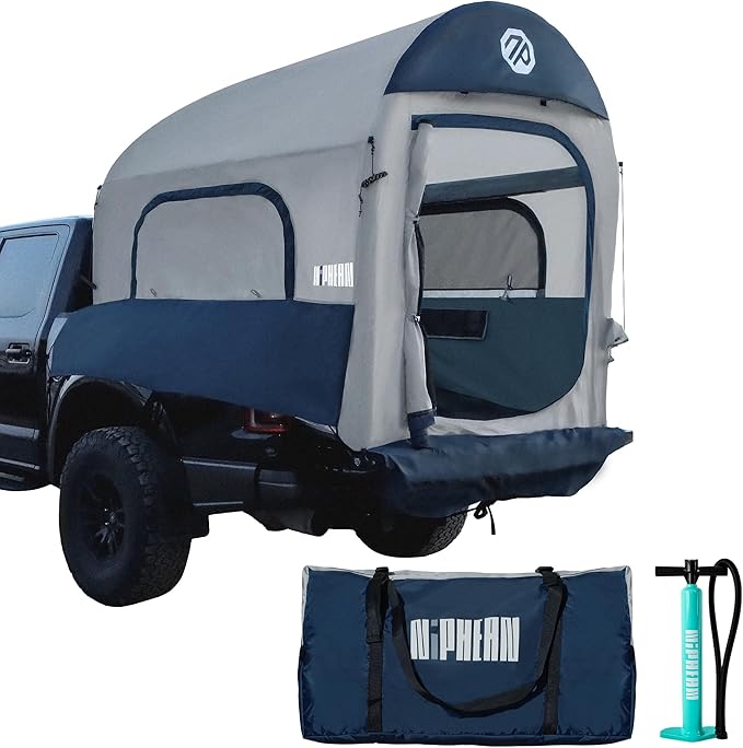 Niphean Truck Bed Tent for Camping 5.5ft-8ft for 2+1 People, 2 Mins Fast Setup Inflatable Pickup Truck Tent, PU 3000mm Waterproof & High-Strength Windproof, Spacious Interior for Multi-Landscape