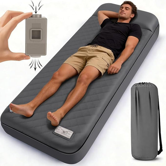 Self Inflating Sleeping Pad with Electric Pump, 3.15" Ultra-Thick Memory Foam Camping Sleeping Pad with Built-in Pillow, 4 Season Camping Mattress Pad, Camping Essentials Gear for Camp Travel Tent Car
