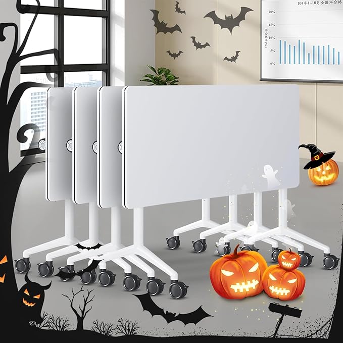 61 INCH Flip-Top Folding Training Table – Mobile Conference Desk with Durable Steel Frame and Lockable Casters for Office & Classroom Settings