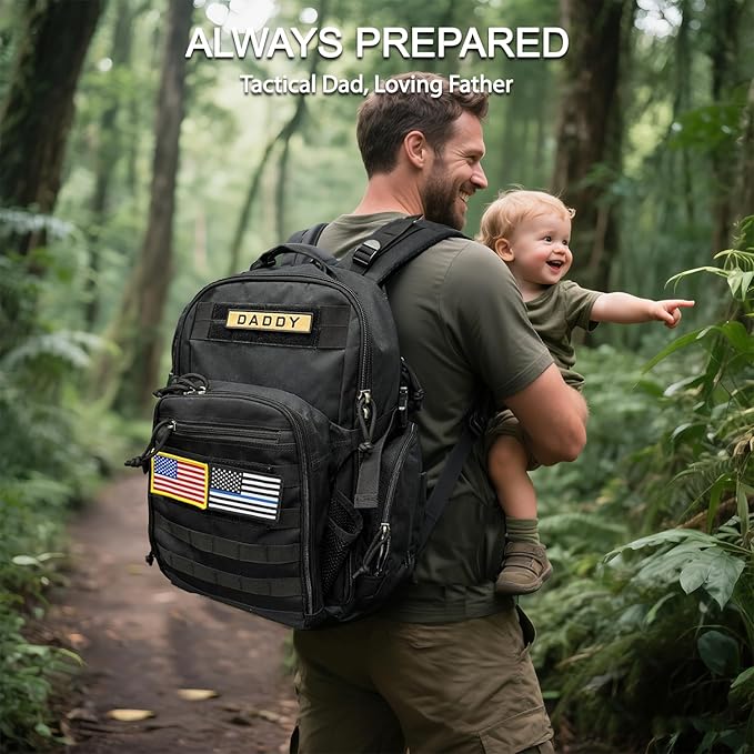 MIRACOL Diaper Bag Backpack for Dad: 40L XL Capacity Fits 1-3 Days Trip - Military Style with Daddy Patch for Active Dads - Ideal Gift for New Fathers & Husbands