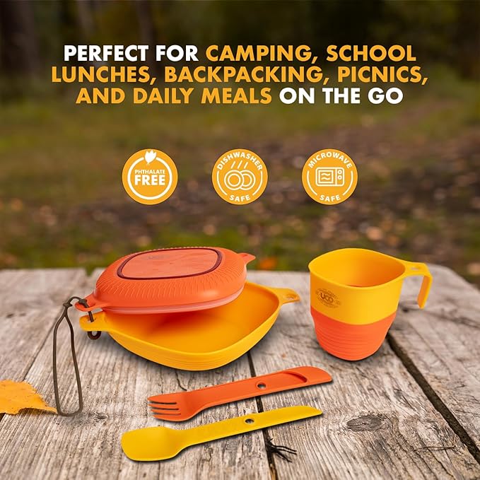 UCO 6-Piece Camping Mess Kit with Bowl, Plate, Camp Cup, and Switch Spork Utensil Set