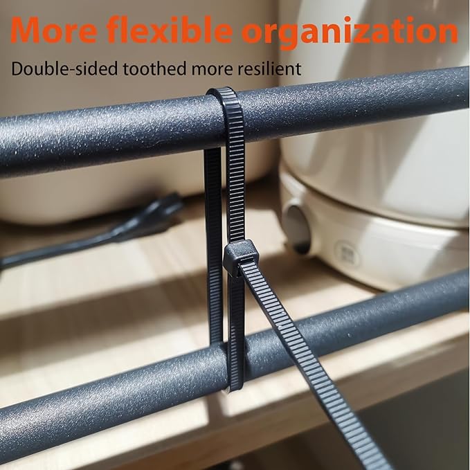 Zip Ties Assorted Size,8+12+14+18 Inch Double Sided Toothed,100 LBS Tensile Strength Heavy Duty Cable Wire Ties With Self-Locking Adjustable More Durable Nylon Tie Wraps for Indoor Outdoor（400 Pack）