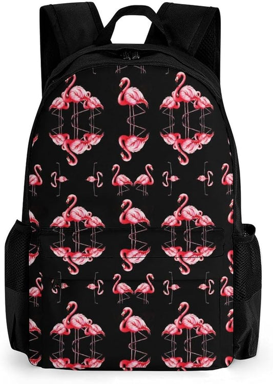 Rucksack Polyester Anti-Theft Multipurpose Pink Flamingo Art Carry On Bag Large Capacity Travel and Sport Backpack Rucksack With Smooth Zippers