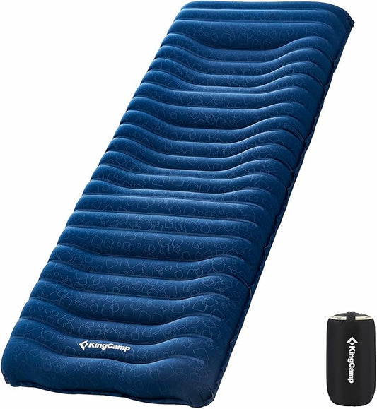 KingCamp Sleeping Pad for Camping, Ultralight Connectable Inflatable Sleeping Pad Camping Mattress with 6.3" Built-in Pillow & Foot Pump for Backpacking Hiking Tent Cot