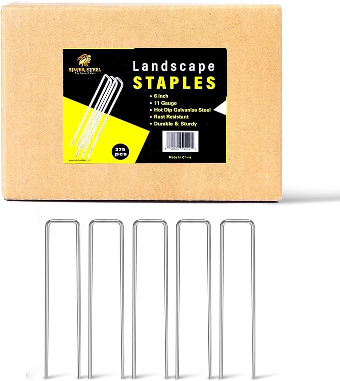 250 Pack x 6 Inch Landscape Staples Galvanised, Fabric Pins, 11 Gauge, Garden Staples, Tent Stakes, Fabric Pins for Lawn, Fence, Tent, Decoration, Weed Barrier, Outdoor. (250 x 6in)