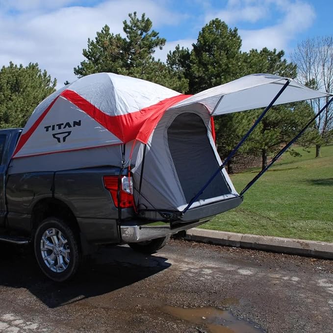 Nissan Truck Tent: Titan 6.5' Bed 2 Person White/Red Waterproof Tent