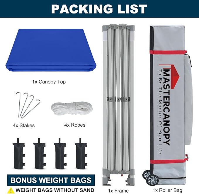 MASTERCANOPY Pop Up Canopy Tent Commercial Grade 10x15 Instant Shelter (Blue)