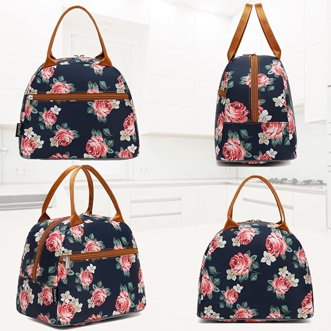 FlowFly Insulated Lunch Cooler Bag - Tote Bag Organizer for Women/Men, Rose