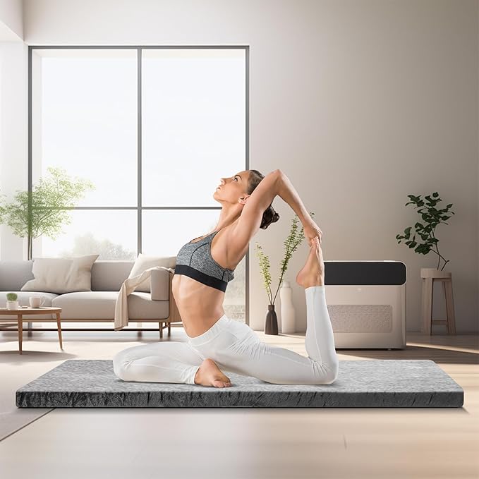 S AFSTAR Memory Foam Camping Mattress, Roll Up Travel Mattress w/Carry Bag, Removable Cover, Plush Surface, Anti-Slip Bottom, 72” Portable Foldable Floor Mat for Camping Car Travel