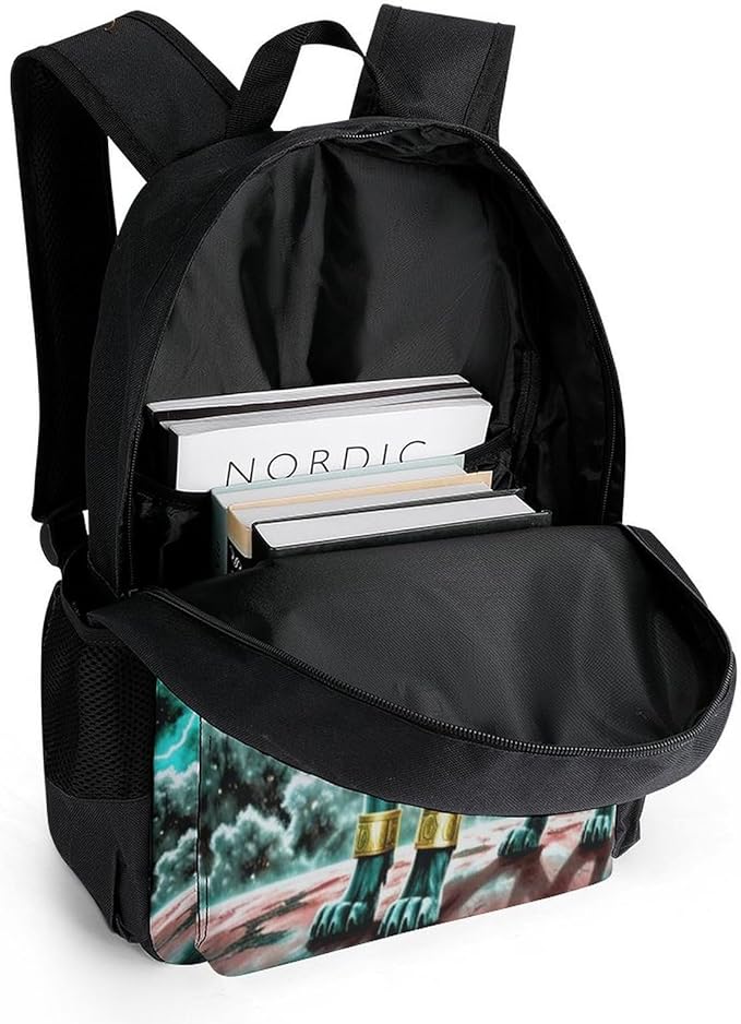 Polyester Daypack Backpack for Climbing Outdoors Running, Big Capacity Multipurpose Anti-Theft Bookbag, Mountain And Northern Light Wolves Psychedelic Travel Hiking Camping Rucksack
