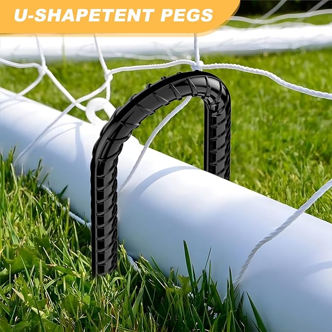 12inch Rebar Stakes, 8 Pack U Hook Ground Anchors, Heavy Duty Rust Proof Coated Steel Ground Stakes Ground Anchors, Garden Stake Metal Stake Tent Stake Trampoline Anchors Trampoline (Black)