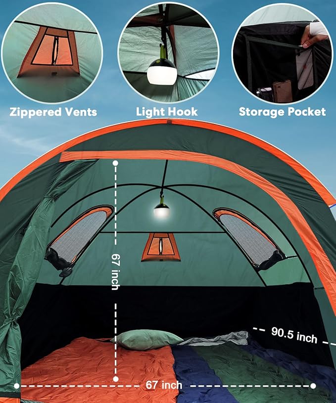 LIBERRWAY Truck Bed Tent for 2 Person, 5.5-5.8 FT Pickup Truck Tent with Waterproof Rainfly Oxford for Camping Travel Outdoor Chevy Silverado 1500 Dodge Ram 1500 Ford F-150 GMC