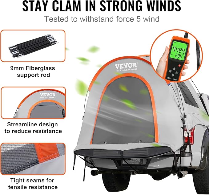 VEVOR SUV and Pickup Truck Camping Tents, Waterproof Double Layer Design with Carry Bag, Accommodates 2-9 Persons for Outdoor Activities