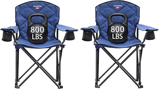 SUNNYFEEL XXL Oversized Camping Chair Heavy Duty 500 LBS for Big Tall People Above 6'4 Padded Portable Folding Sports Lawn Chairs with Armrest Cup Holder & Pocket for Outdoor/Travel/Picnic/Camp