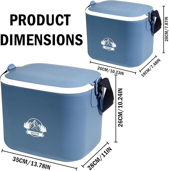 Dr Camp 15qt Insulated Cooler Box for Ice Beverage Food Storage Portable Ice Chest for Camping Picnic Tailgate Outdoor Use Chiller Caja Enfriadora Portátil para Camping