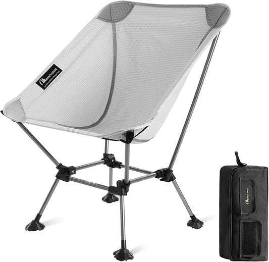 MOON LENCE Camping Chair Plus, Upgraded Comfort & Size, Still Compact and Lightweight, Folding Portable Chair for Backpacking & Hiking, 330Lbs Capacity, Gen 3 Plus (Grey (Plus))