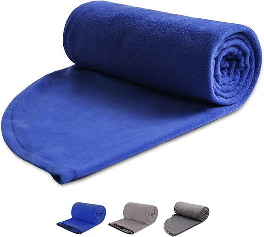 REDCAMP Fleece Sleeping Bag Liner with Hood, Great for Adult Warm or Cold Weather, 87" Long Full Sized Zipper Camping Blanket for Outdoor, Blue