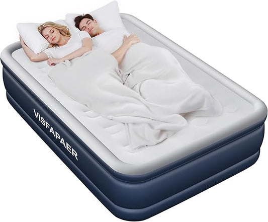 Air Mattress Full with Built in Pump Raised, 18'' High Inflatable Mattress Electric Blow Up Mattress Fast Blow Up Bed Tall Comfortable Airbed for Camping, Home Guests, Travel w/ Storage Bag 650Lbs Max