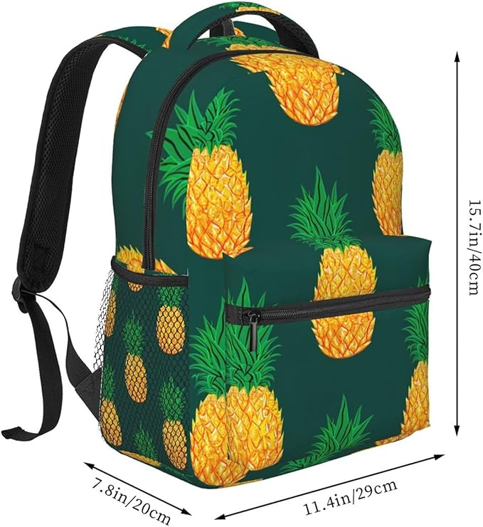 Polyester Daypack for Camping Travel Walking Cycling, Big Capacity Anti-Theft Multipurpose Bookbag, Pineapple Pattern Camping Outdoor Backpack